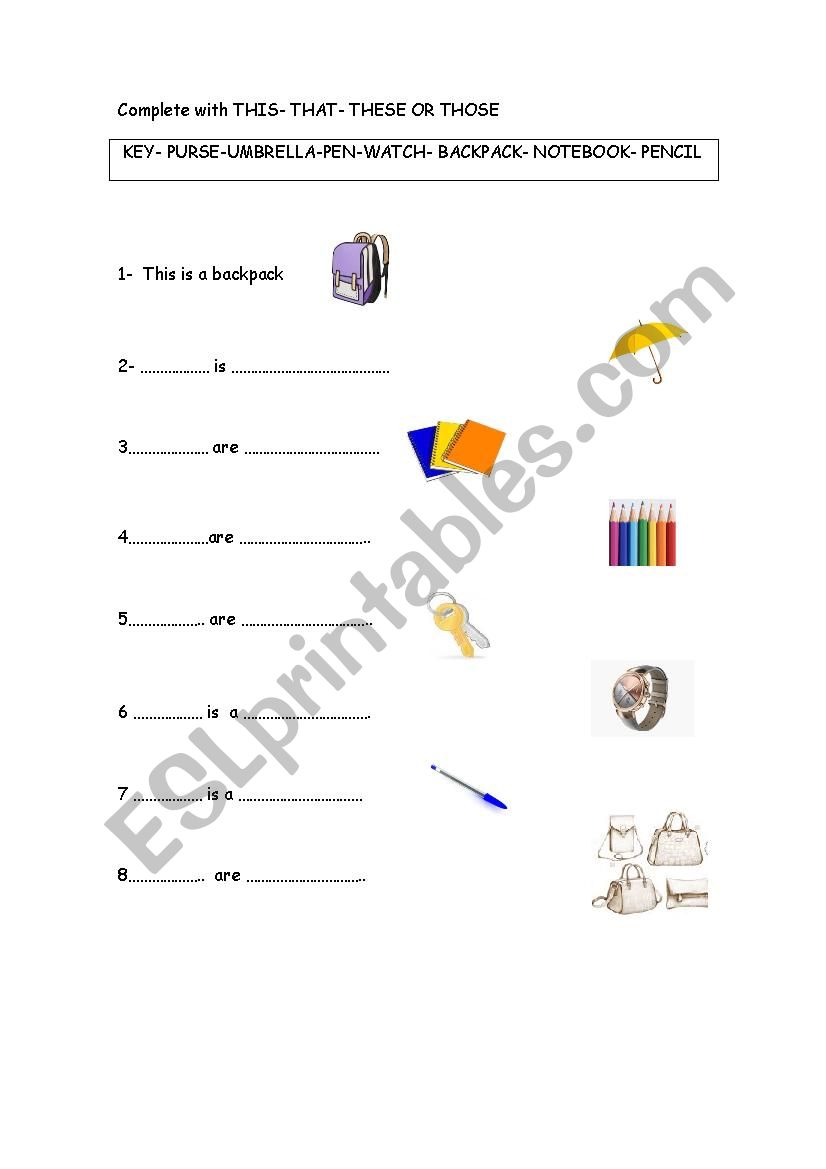 Demonstrative pronouns worksheet