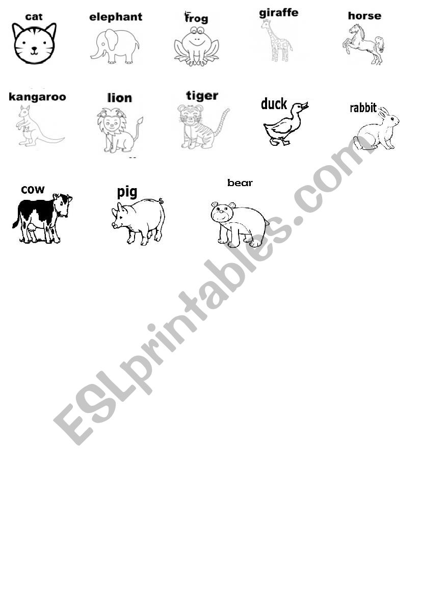 animals worksheet