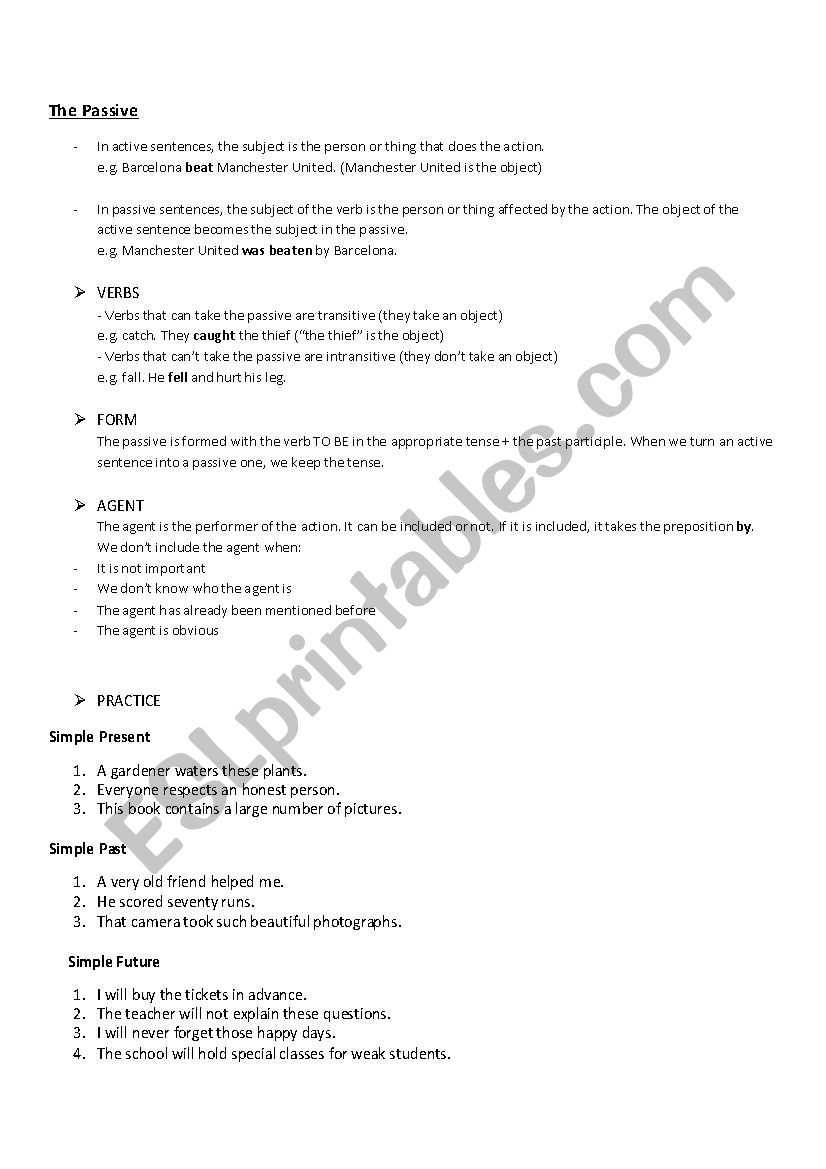 The Passive worksheet