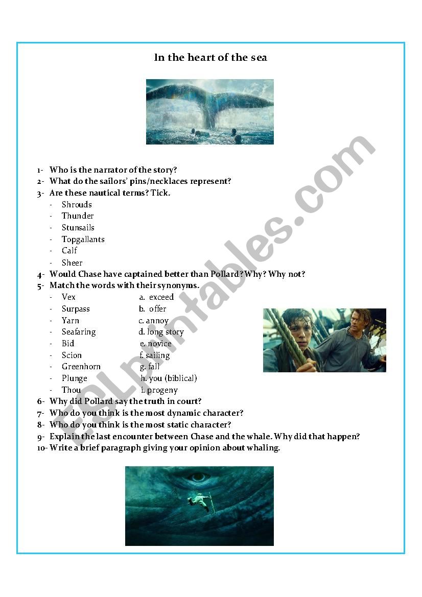 In the Heart of the Sea worksheet