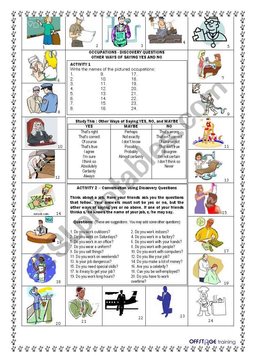 Occupations_Discovery Questions_Other Ways of Saying YES and NO