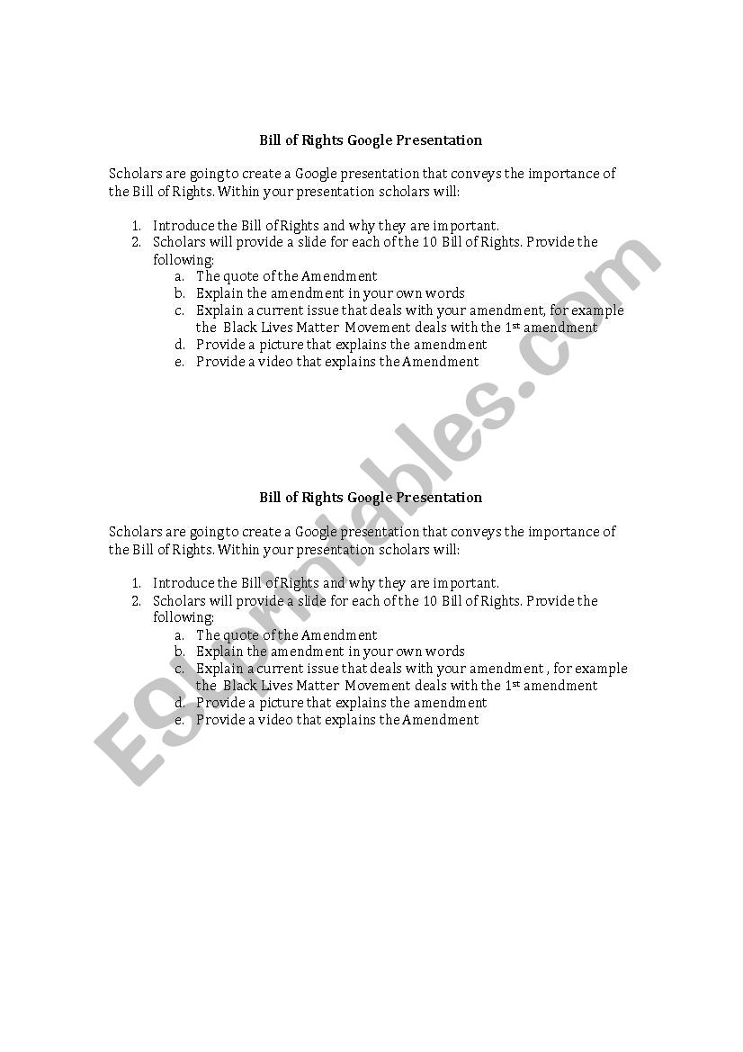 Bill of Rights Google Presentation