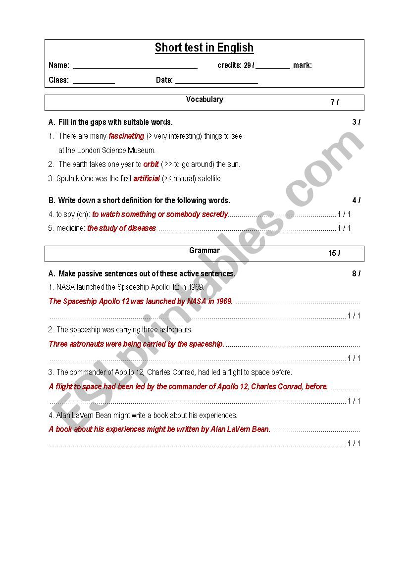 Test on Passive worksheet