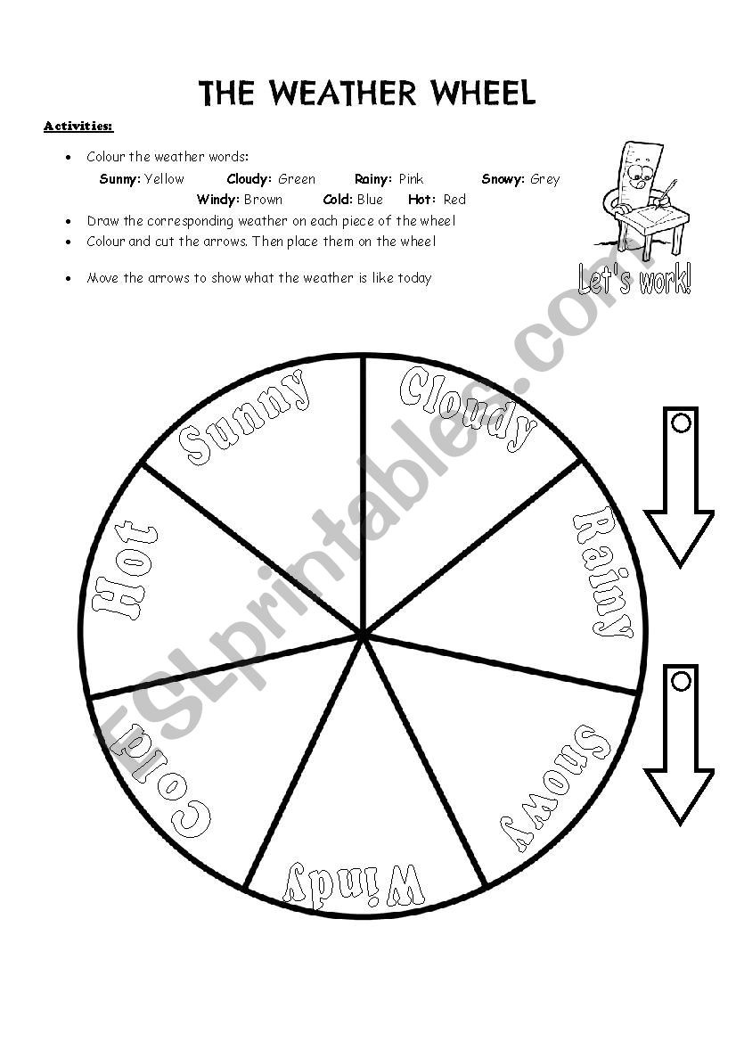 Weather Wheel with activities worksheet