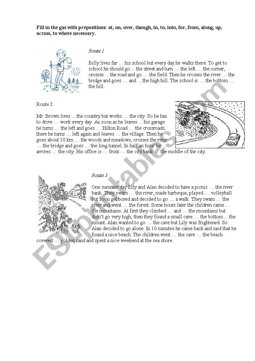 revision of prepositions worksheet