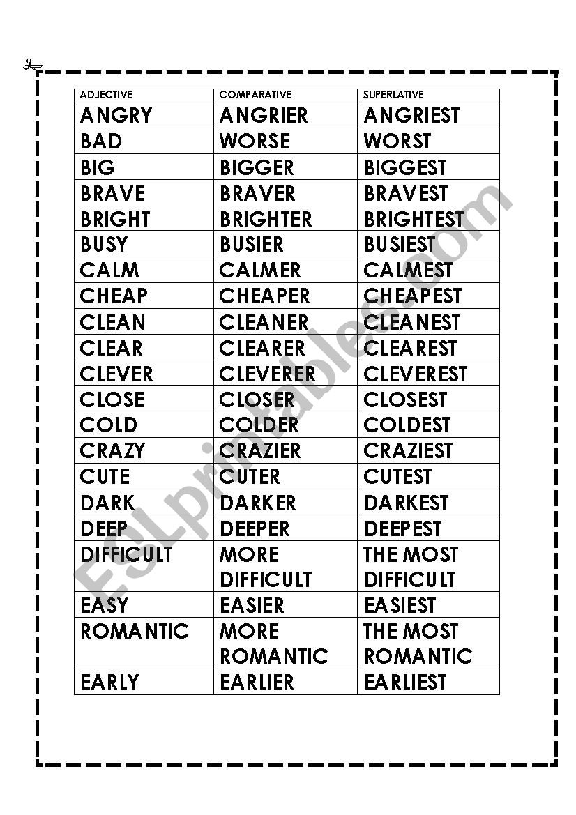 Clean Comparative and Superlative. Difficult Comparative and Superlative. Superlative clean. Clever comparative and superlative