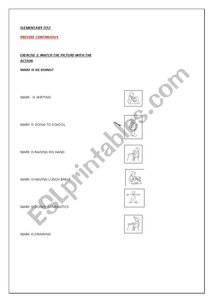 elementary test worksheet