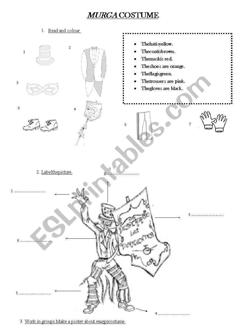 Murga project : vocabulary worksheet 1