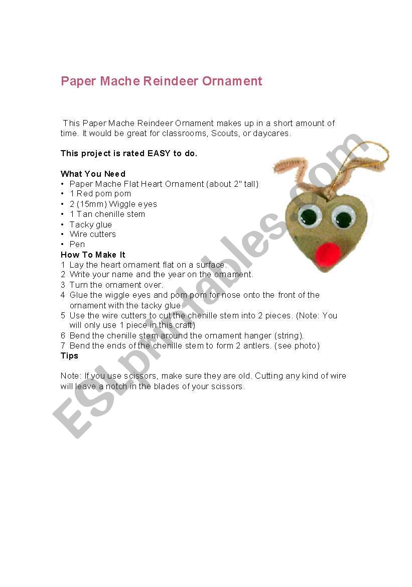 Christmas ornament worksheet