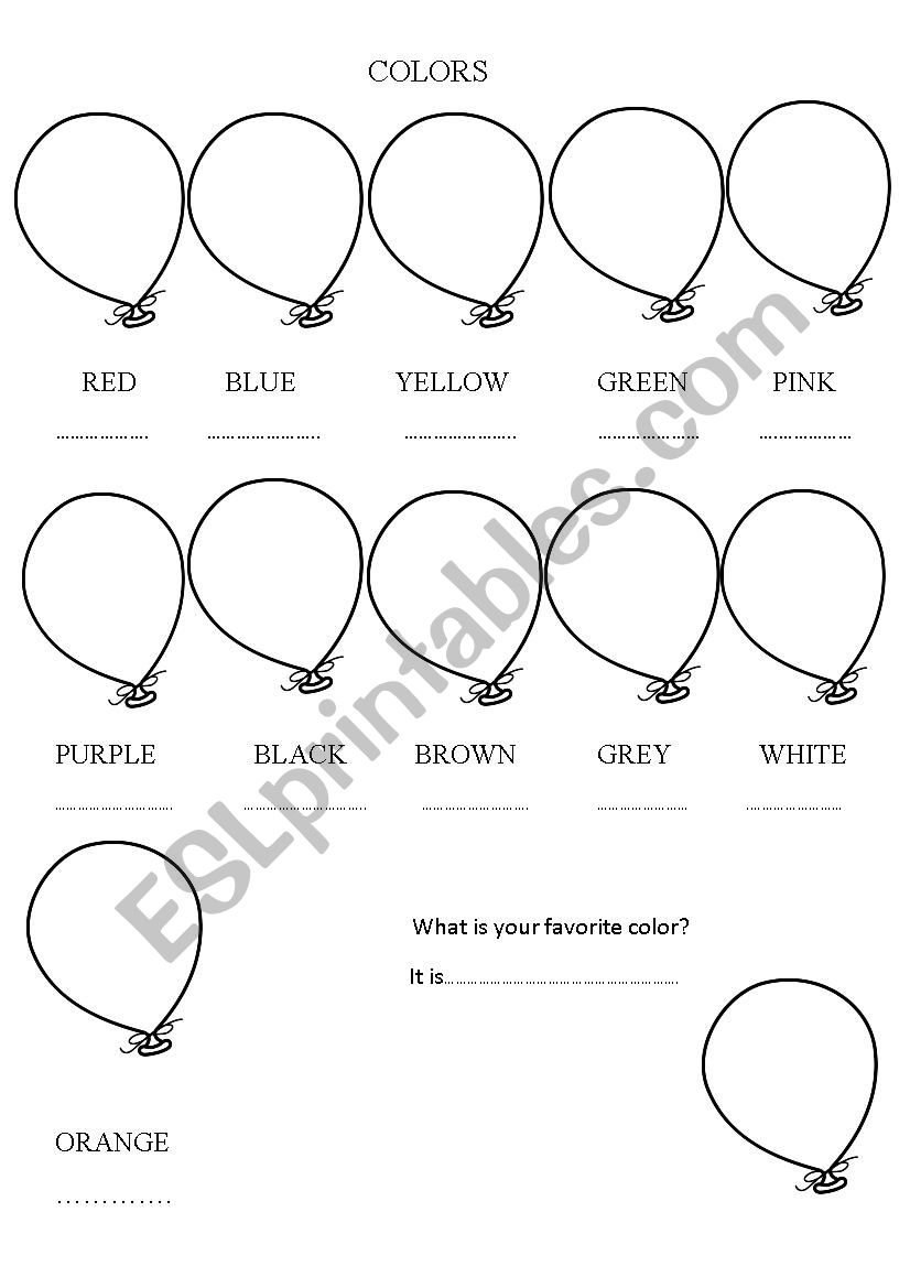 colors worksheet