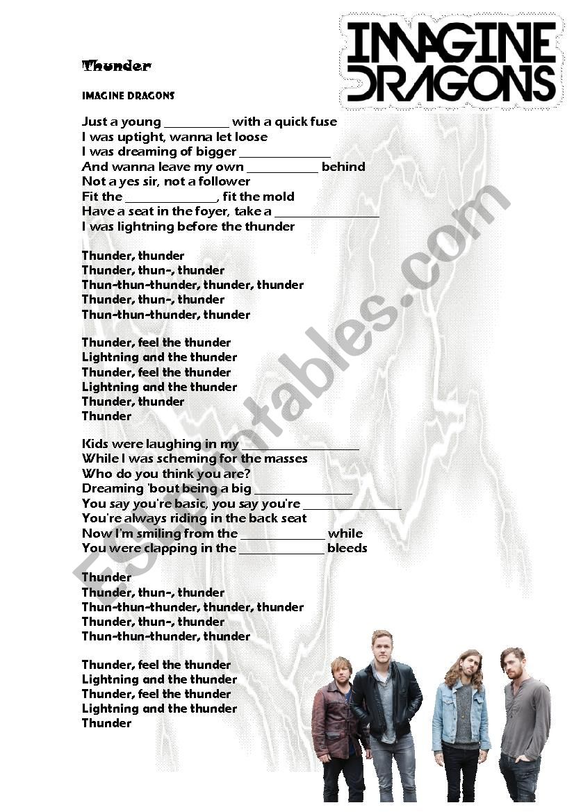 Thunder by Imagine Dragons worksheet