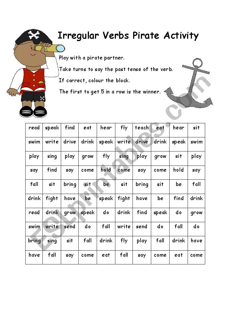 Pirate Verbs Activity worksheet