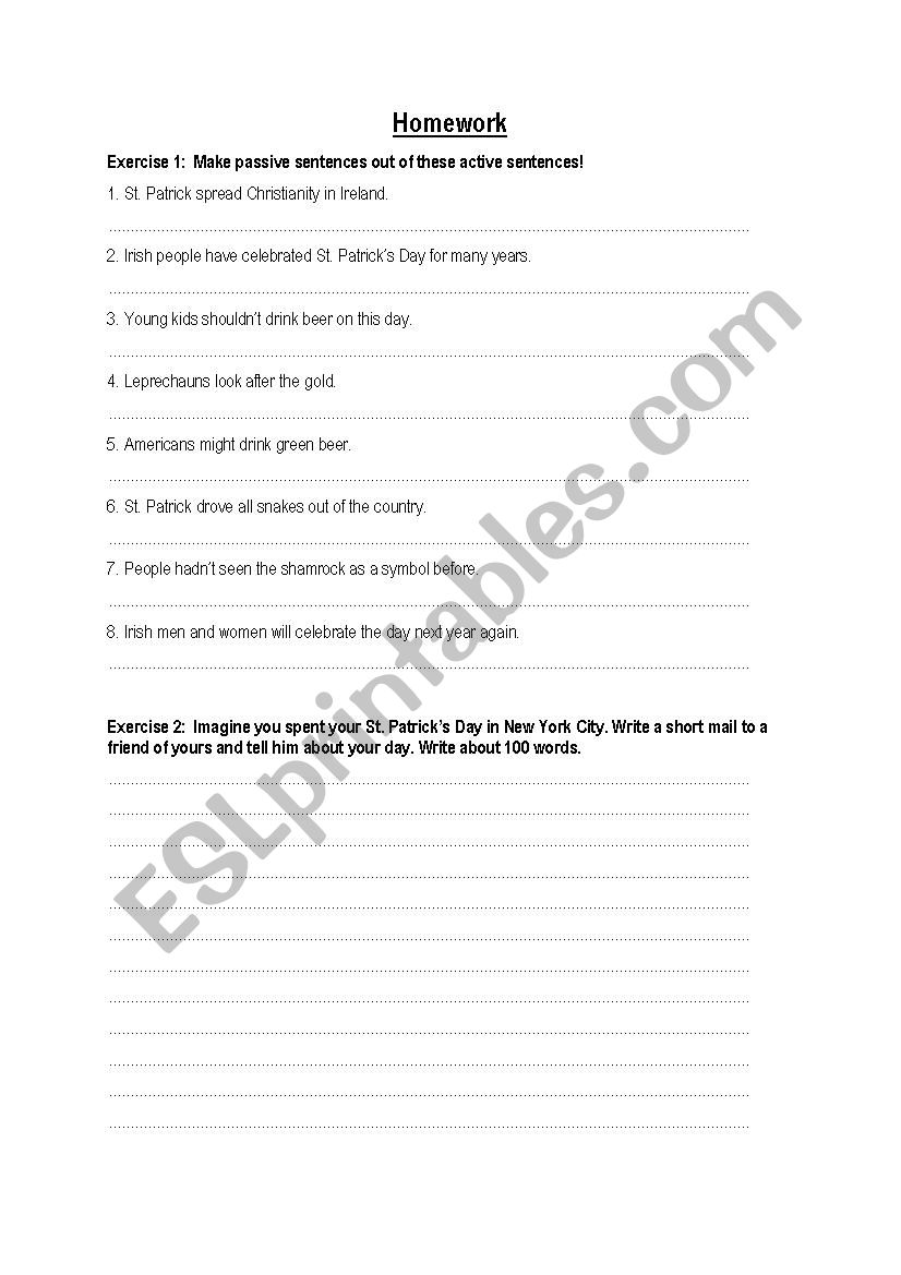 Passive Exercises worksheet