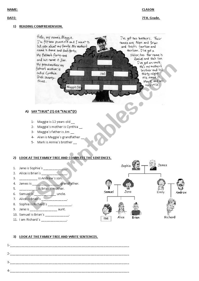 family worksheet