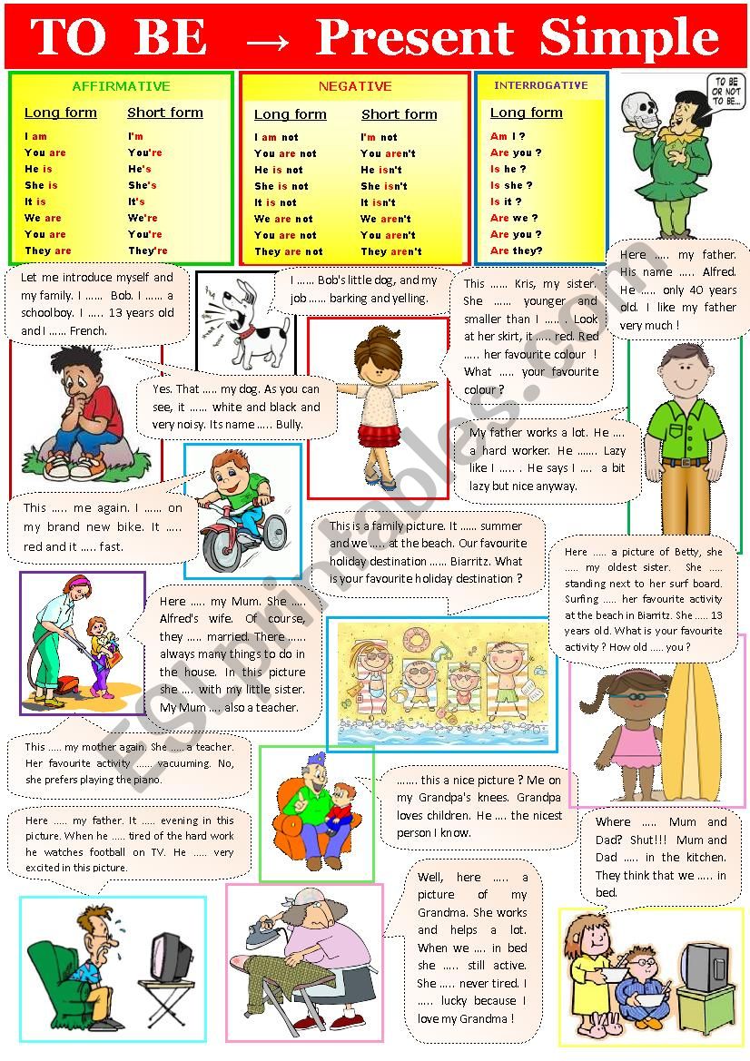 TO BE - present simple. worksheet