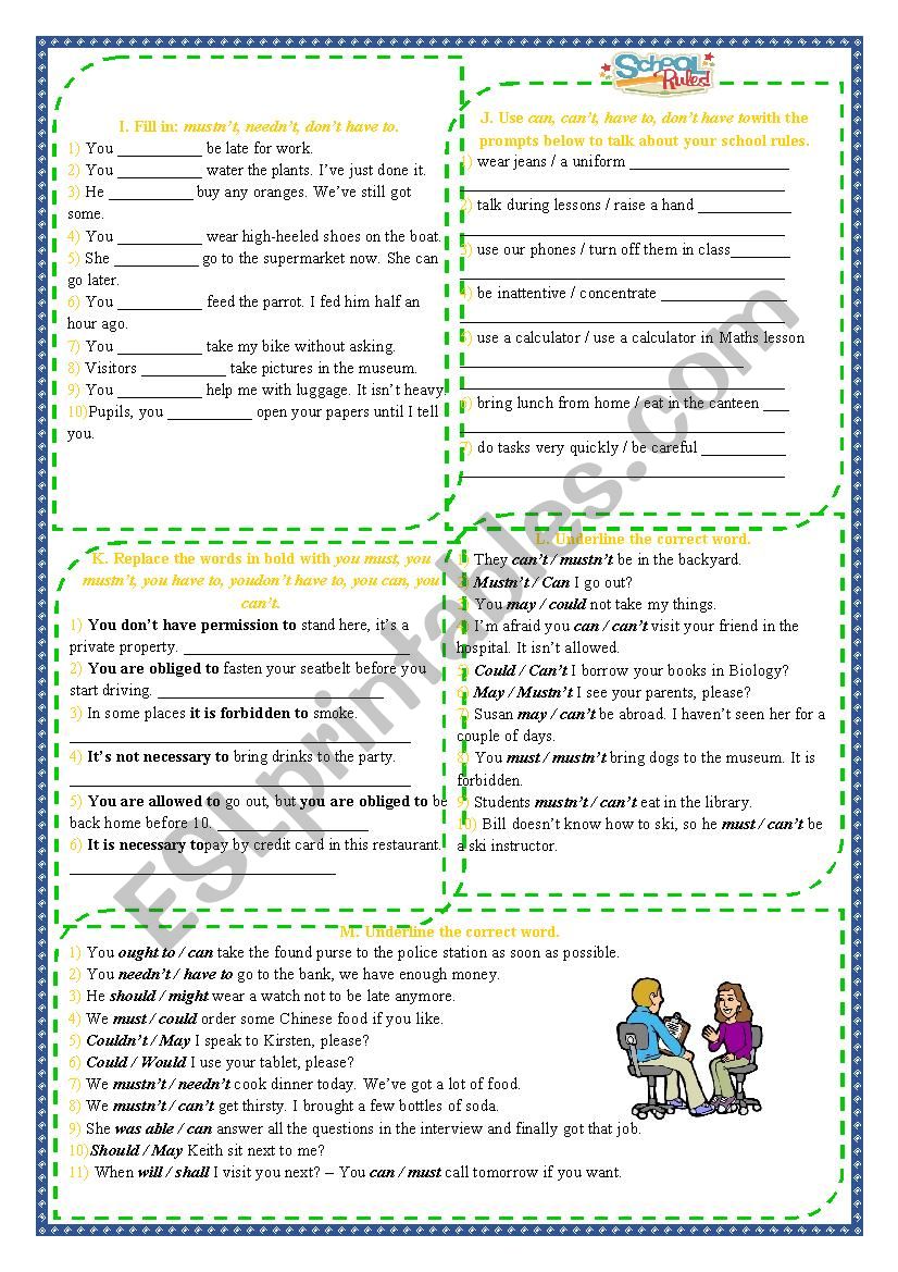 Modals Revision (part 2) worksheet