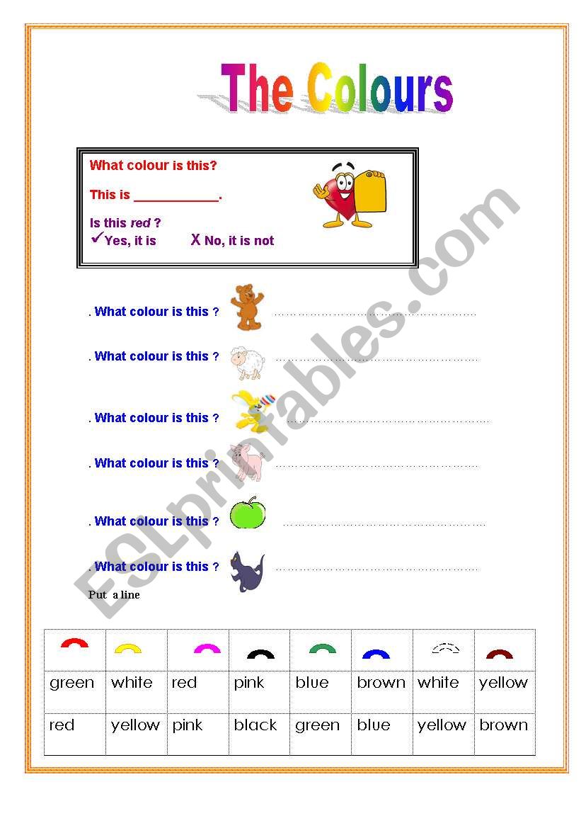 colours  worksheet