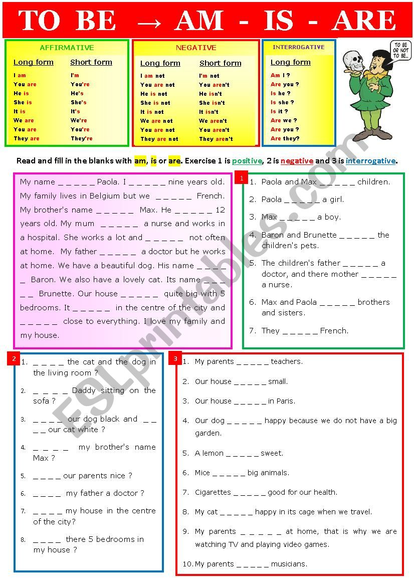 TO BE - AM / IS / ARE.  worksheet