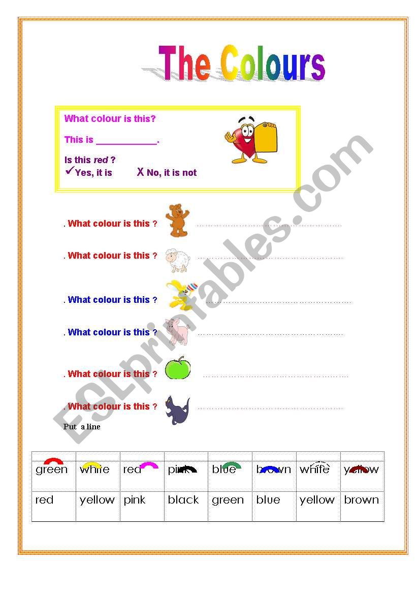 colours  worksheet