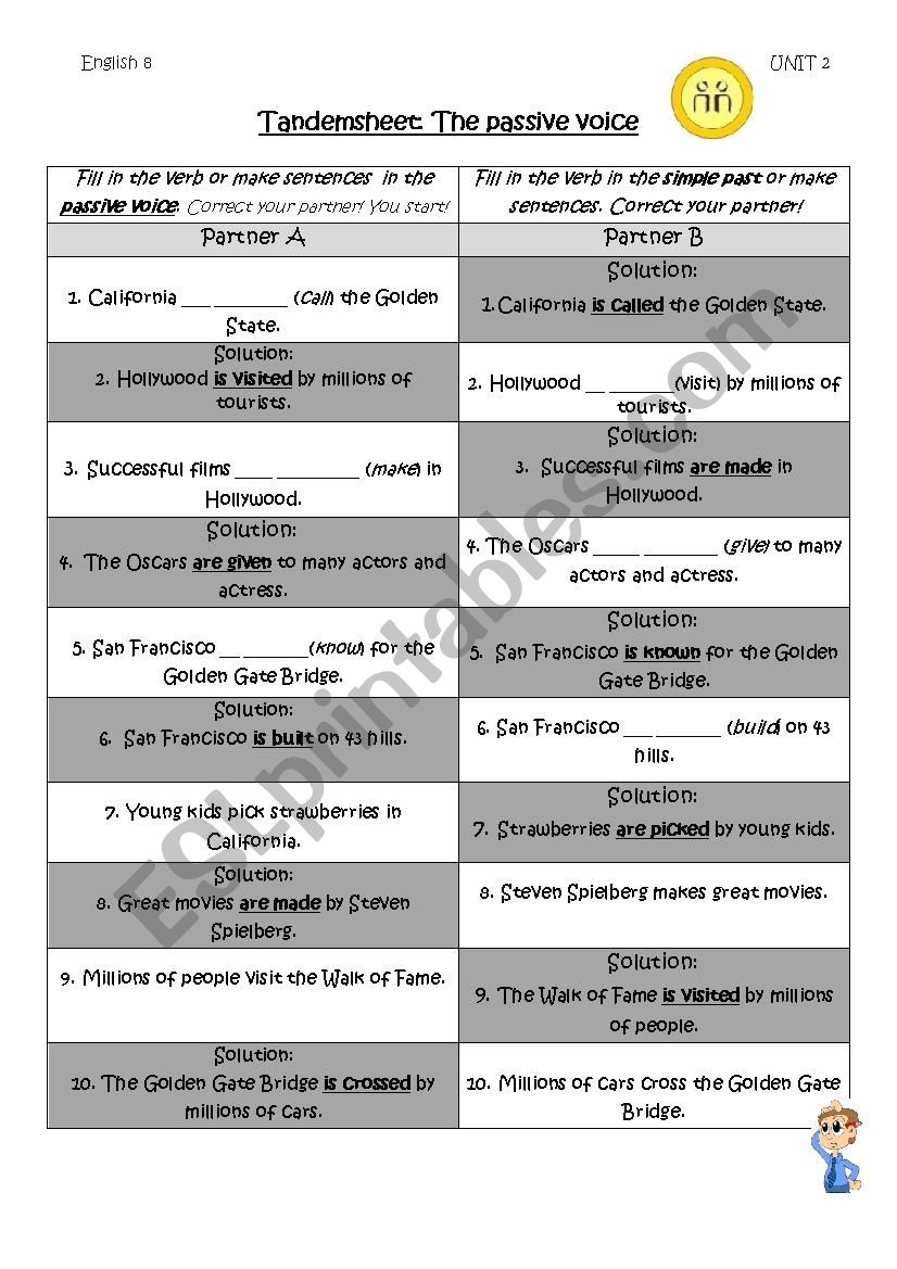 The passive voice Tandemsheet worksheet