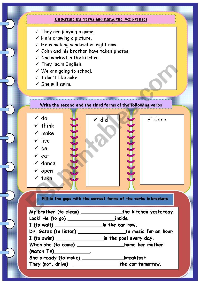 Verb tenses worksheet