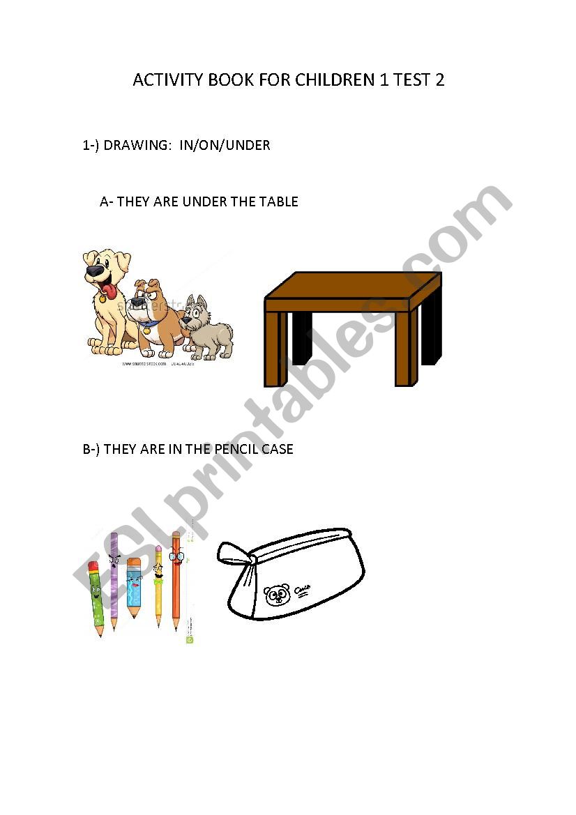 Prepositions of place, big/small, plural nouns