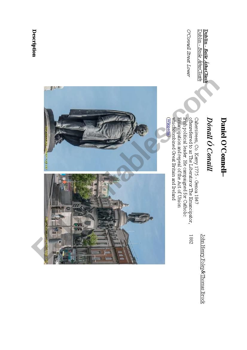 Daniel OConnells statue worksheet