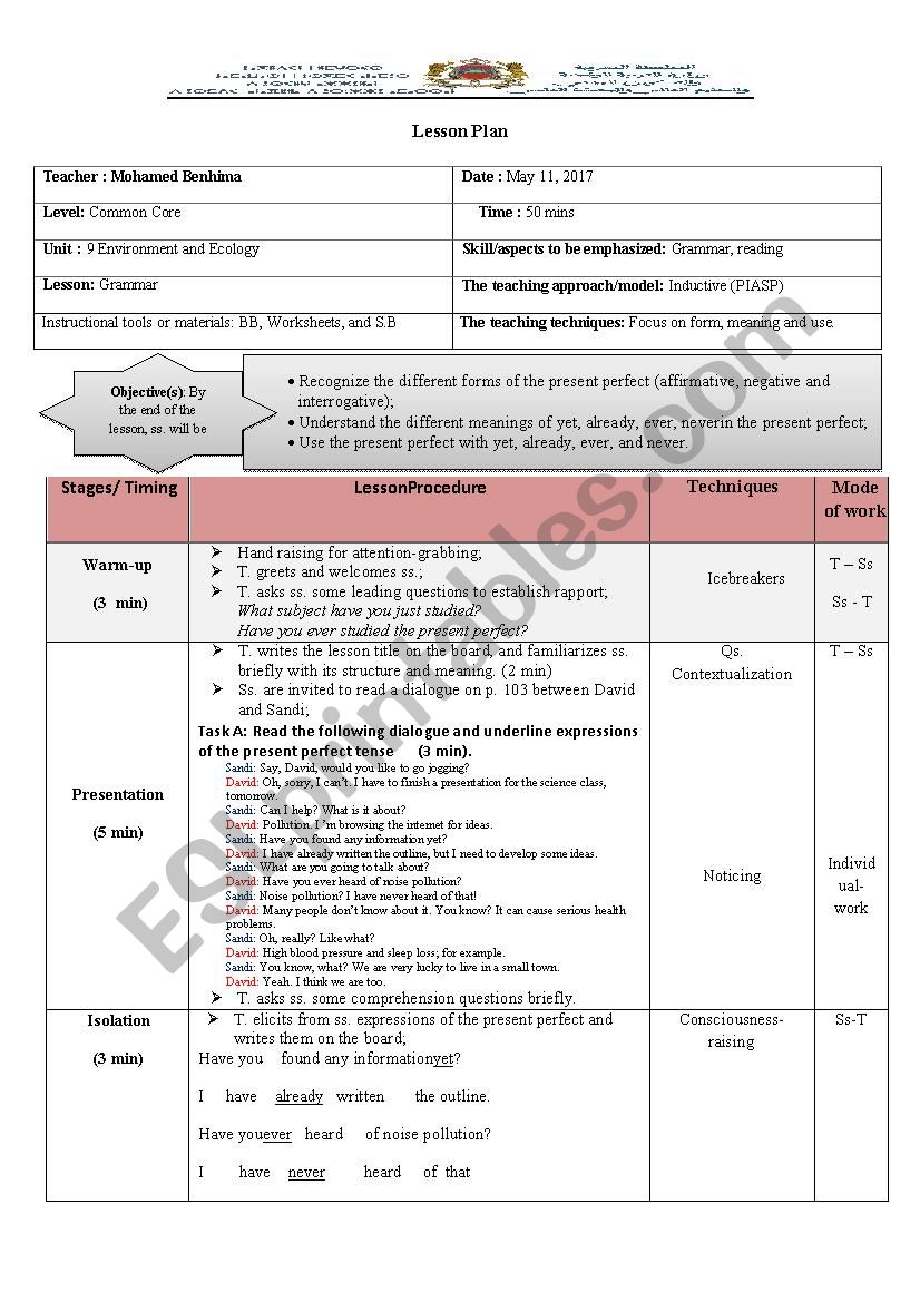 Present Perfect  worksheet