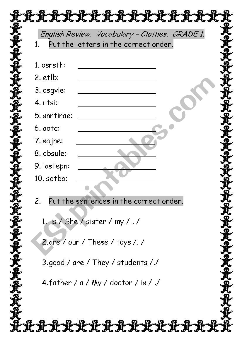 CLOTHES AND VERB TO BE  worksheet