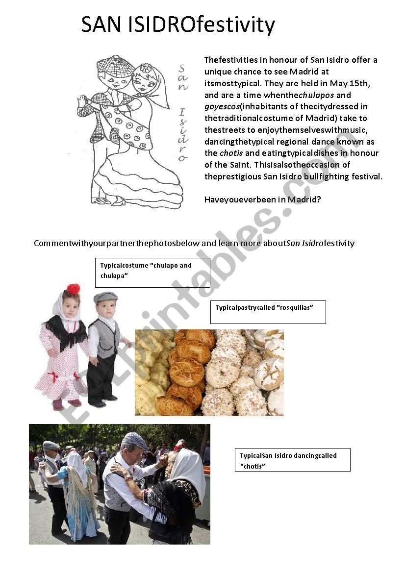 San Isidro festivity worksheet