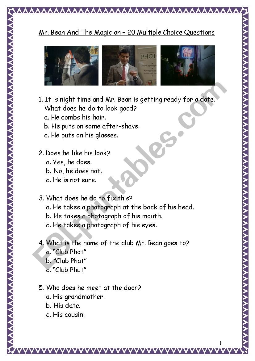 Mr. Bean And The Magician - 20 Multiple Choice Questions