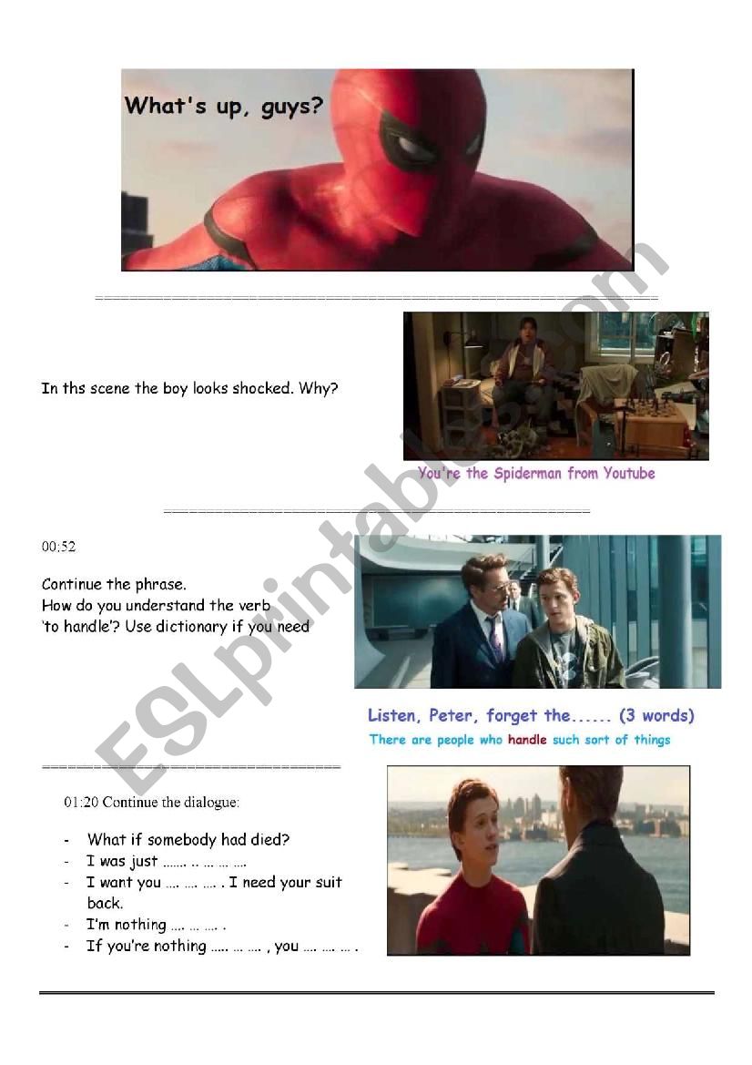 Spiderman Homecoming  worksheet