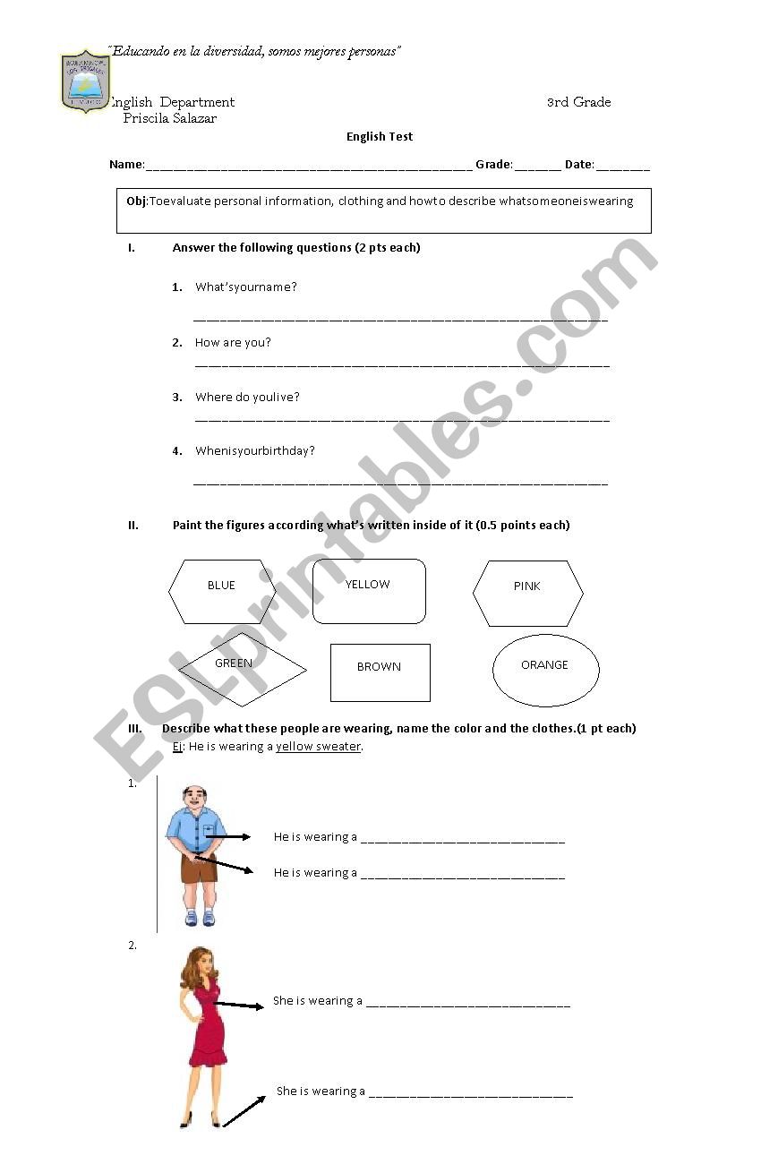 test worksheet