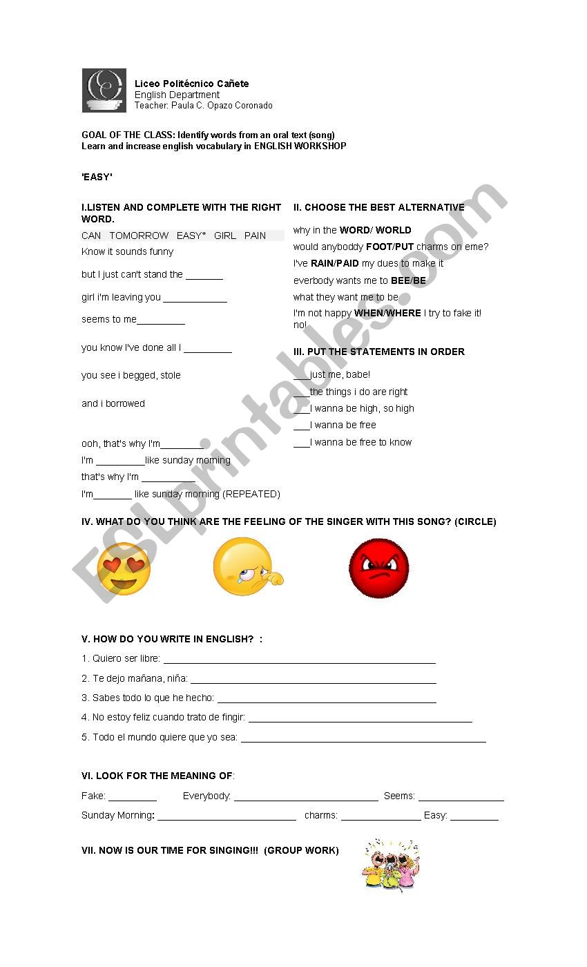 EASY  worksheet