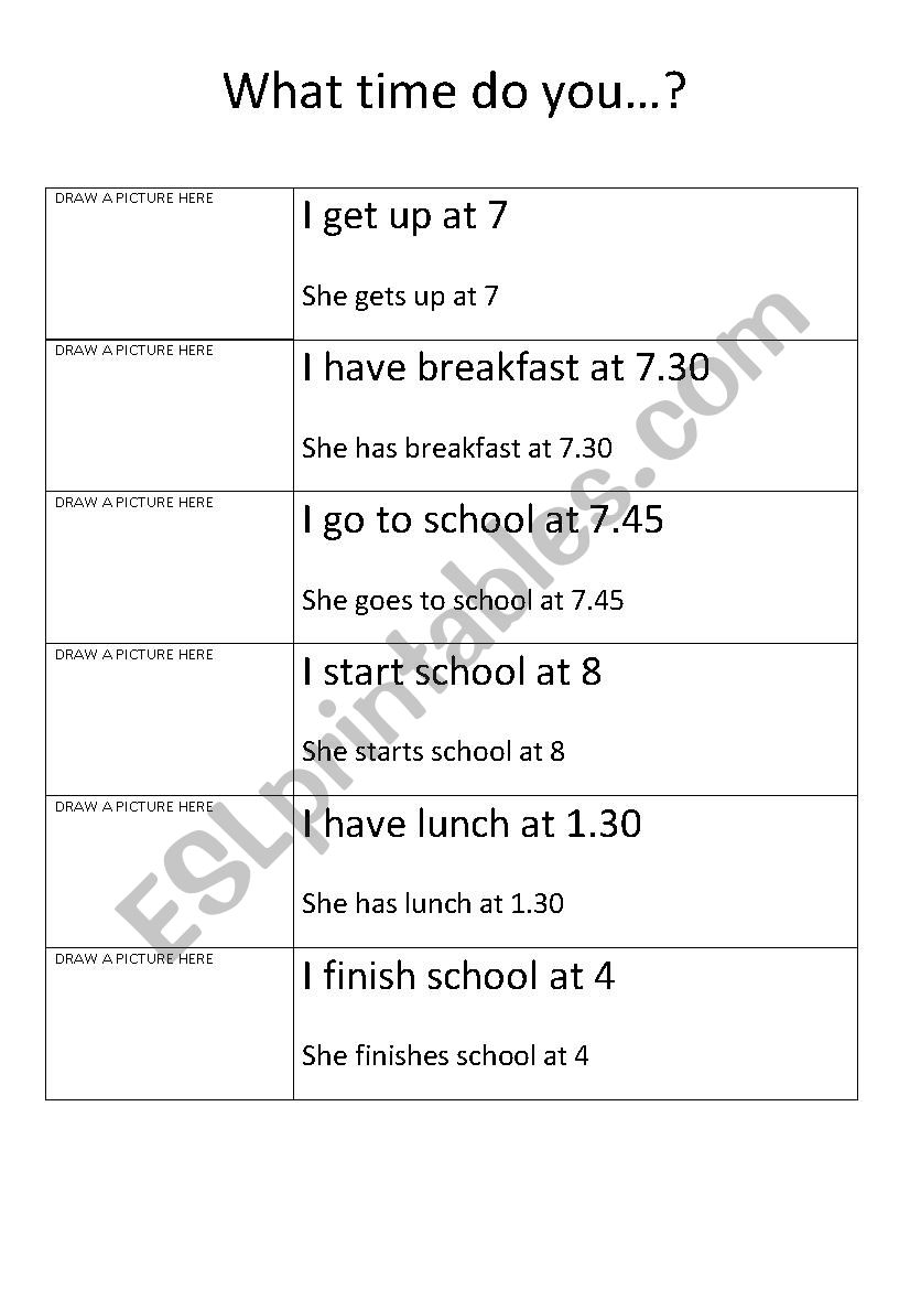 dailly routines worksheet