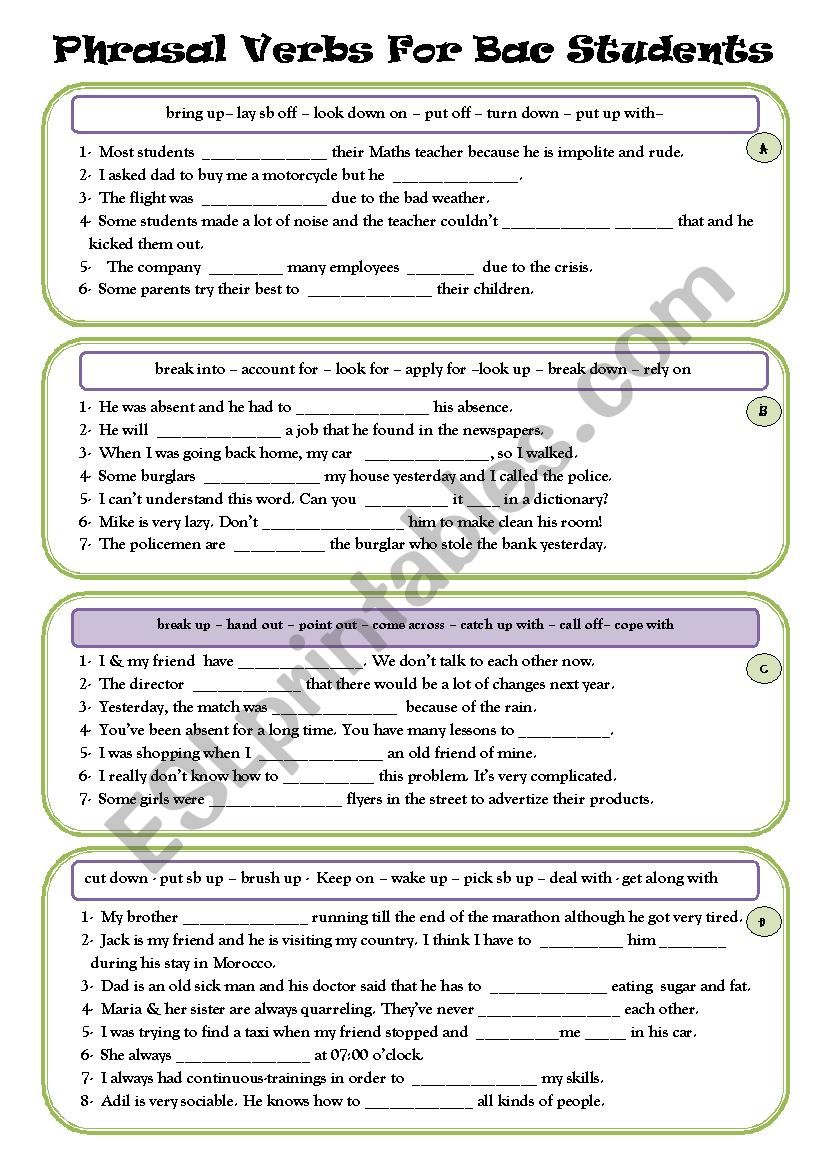 verbs worksheet