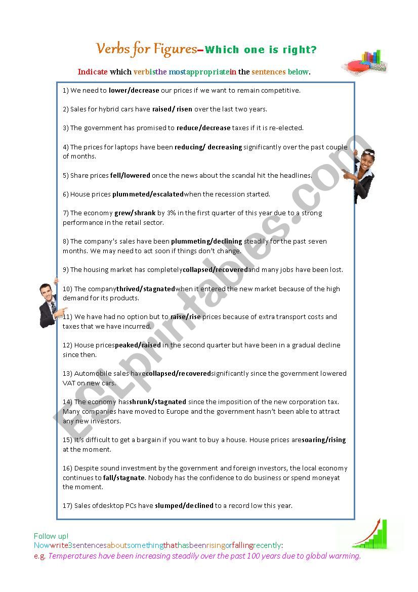 Verbs for Statistics worksheet