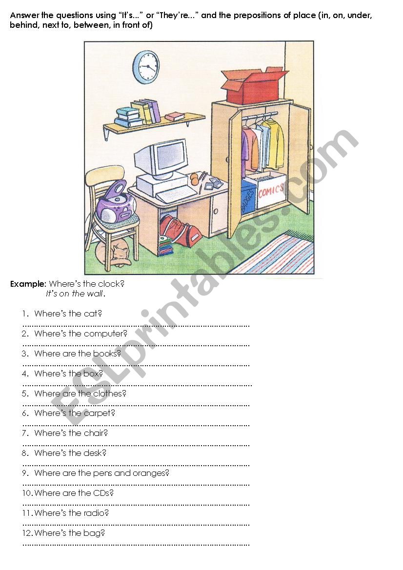 Prepositions of place  worksheet