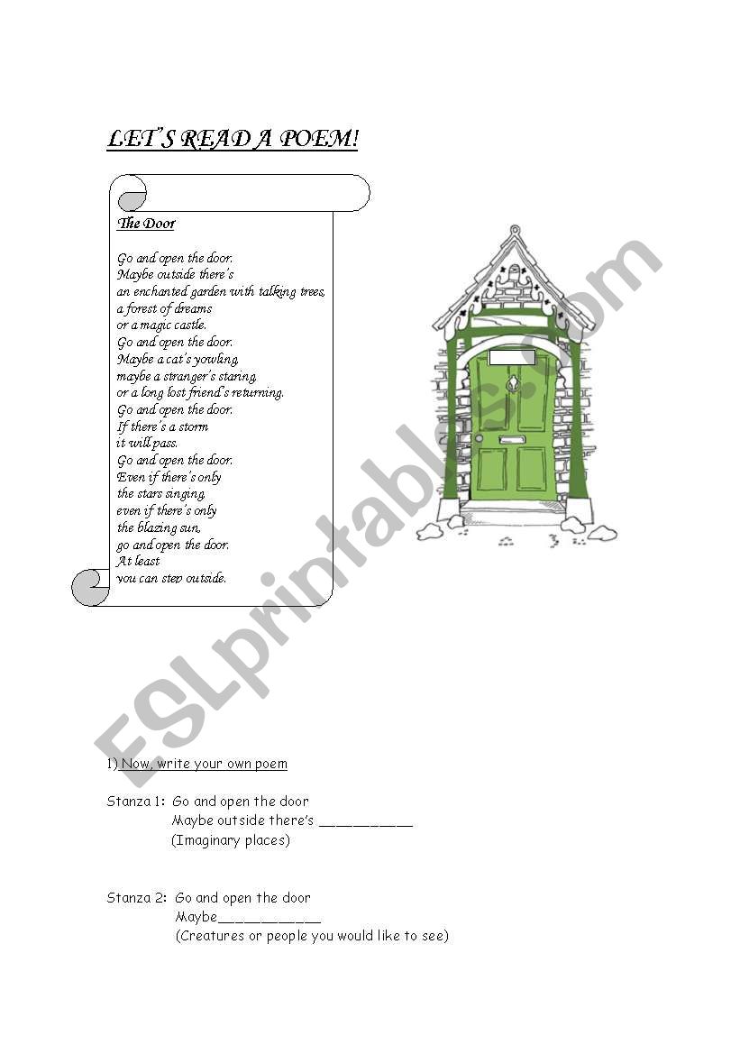 a poem (reading and writing) worksheet