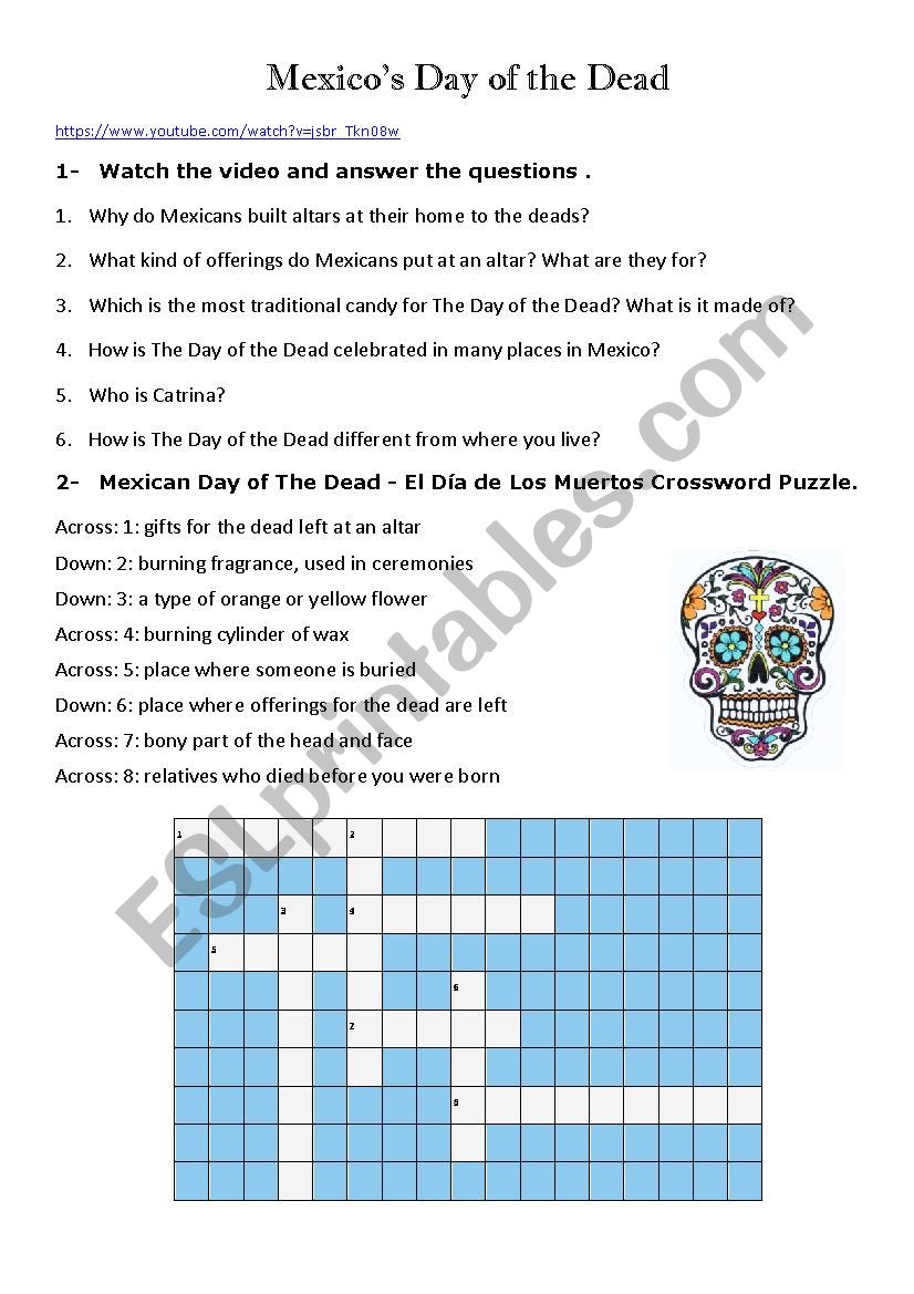 MexicoÂ´s day of the dead worksheet