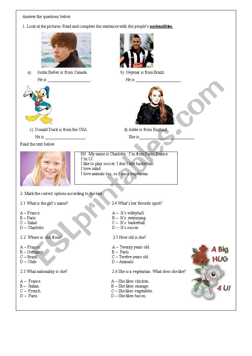 Nationalities and text comprehension