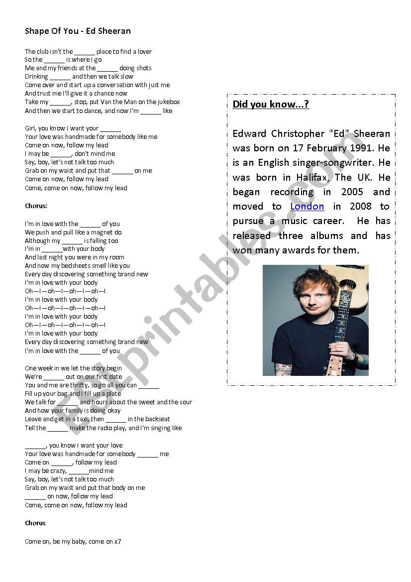 Ed sheeran - Shape of you SONG