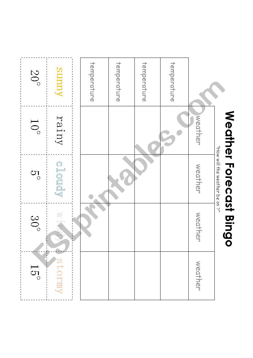 Weather Forecast Bingo worksheet