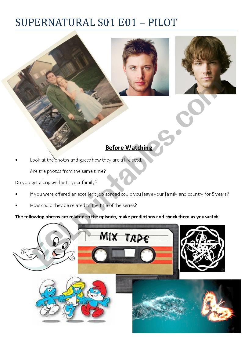 Supernatural S01 E01 worksheet