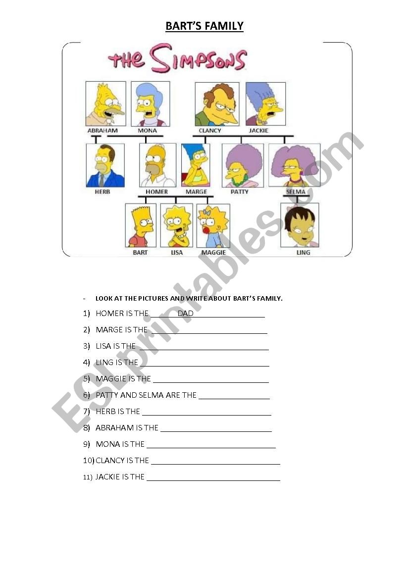 BARTS FAMILIY worksheet