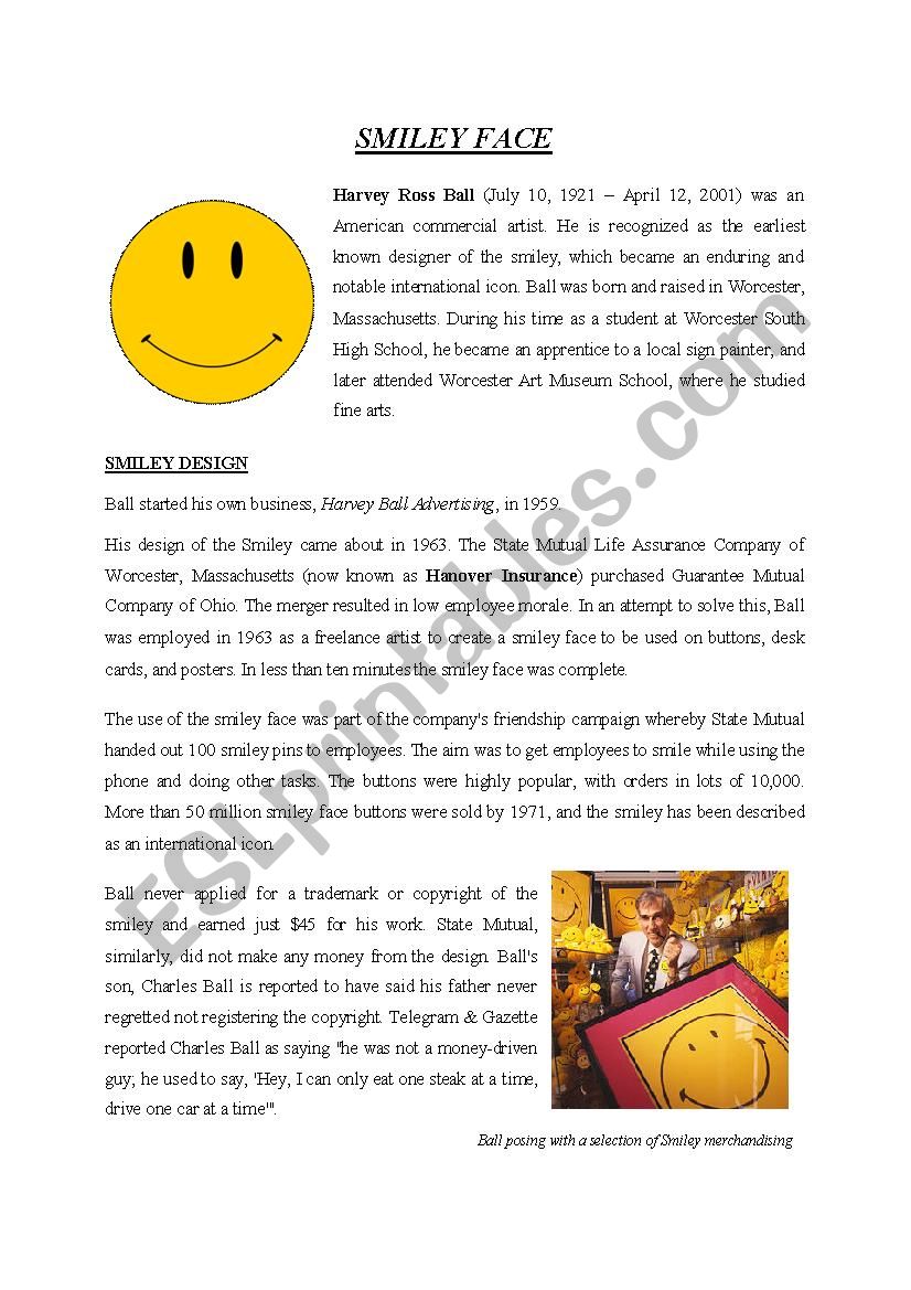 Smiley Face (History) worksheet