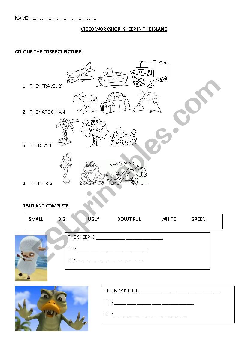 Sheep in the island worksheet