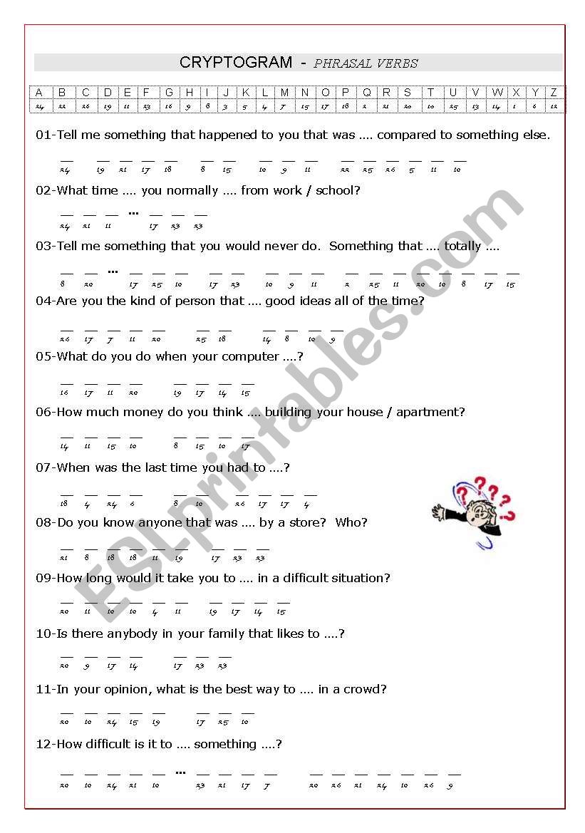 CRYPTOGRAM - PHRASAL VERBS worksheet