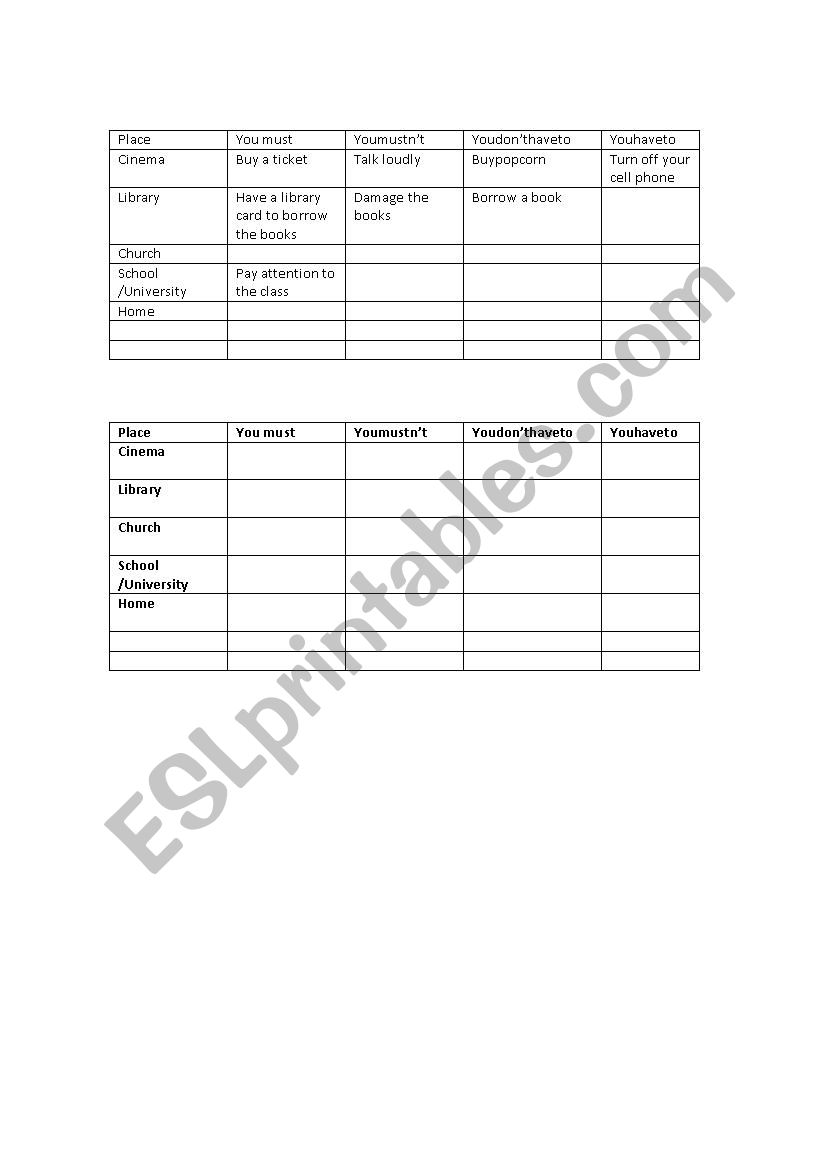 Modal Verbs worksheet