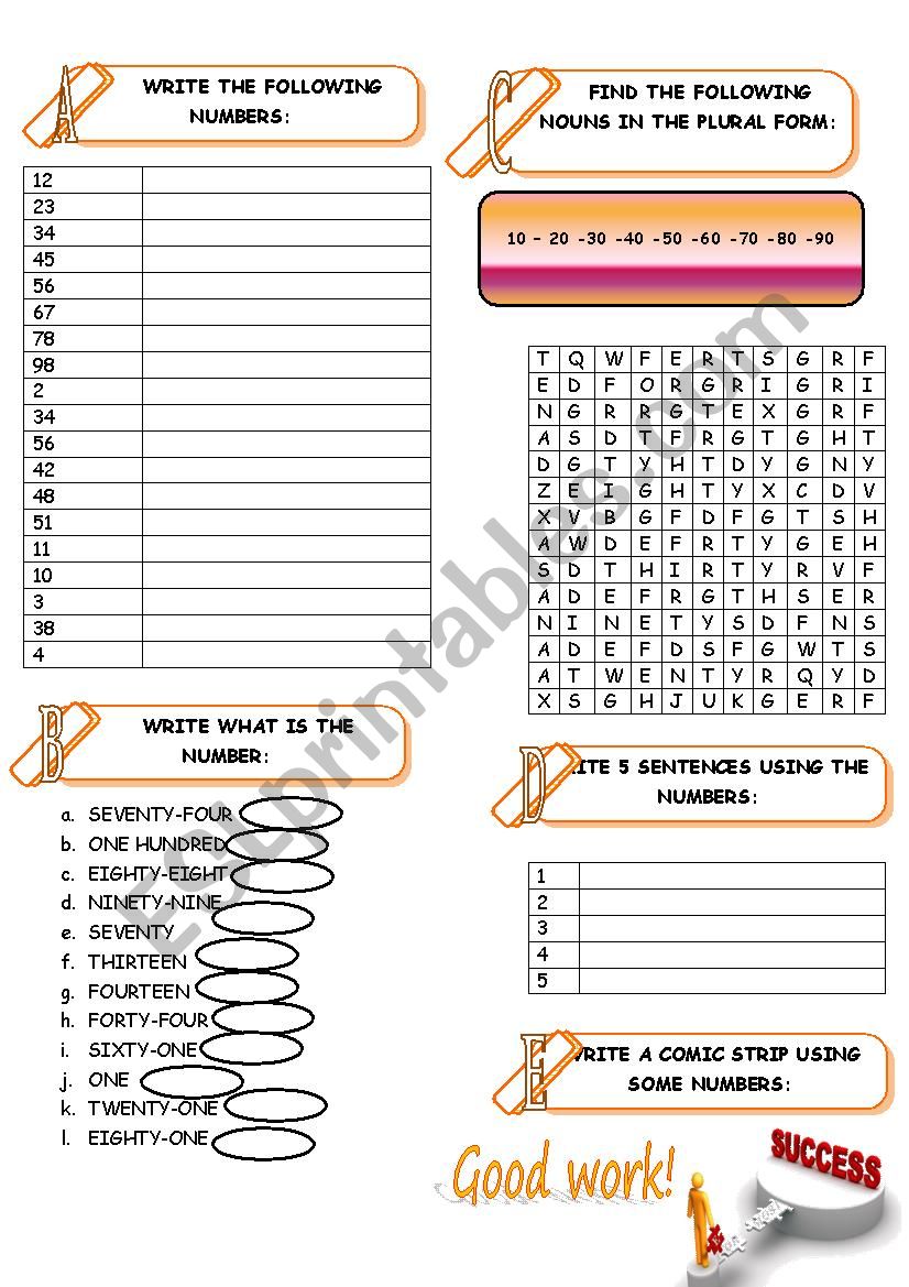 NUMBERS ( 1 - 100 ) worksheet